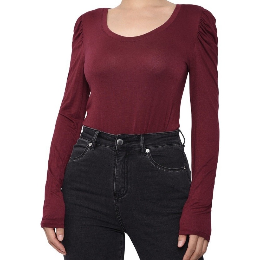 Planet Gold Juniors XS Bodysuit Ruched Long Sleeve Wine New with Tags Snaps Cute
